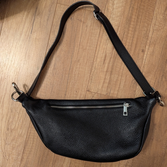 Genuine Black Leather Crossbody Bag - Picture 2 of 8